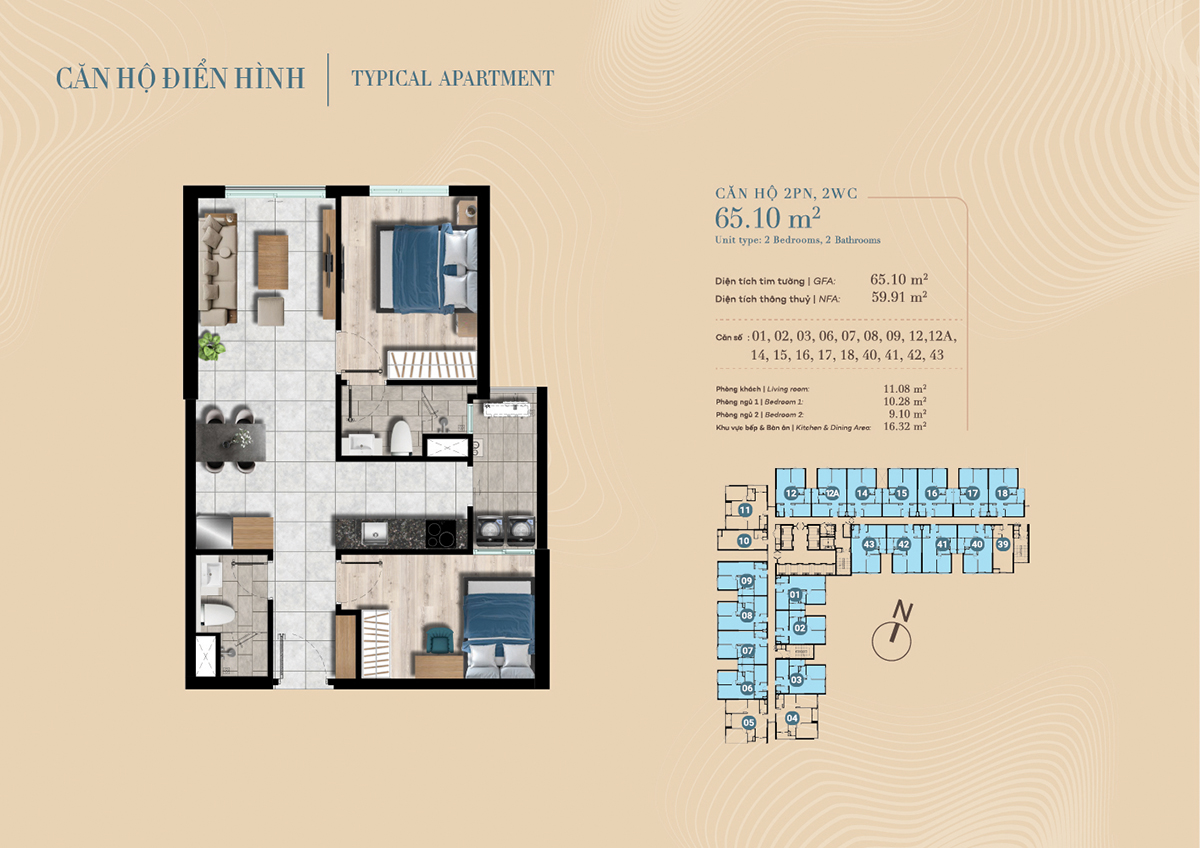 CĂN HỘ 2PN, 2WC