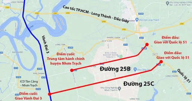 Đường 25B và đường 25C đều là những tuyến giao thông quan trọng kết nối với Sân bay Long Thành